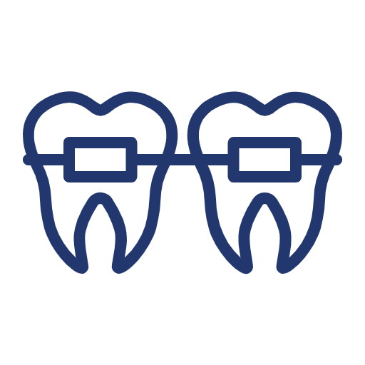Close-up of a smiling individual wearing metal braces, showcasing orthodontic treatment for teeth alignment.